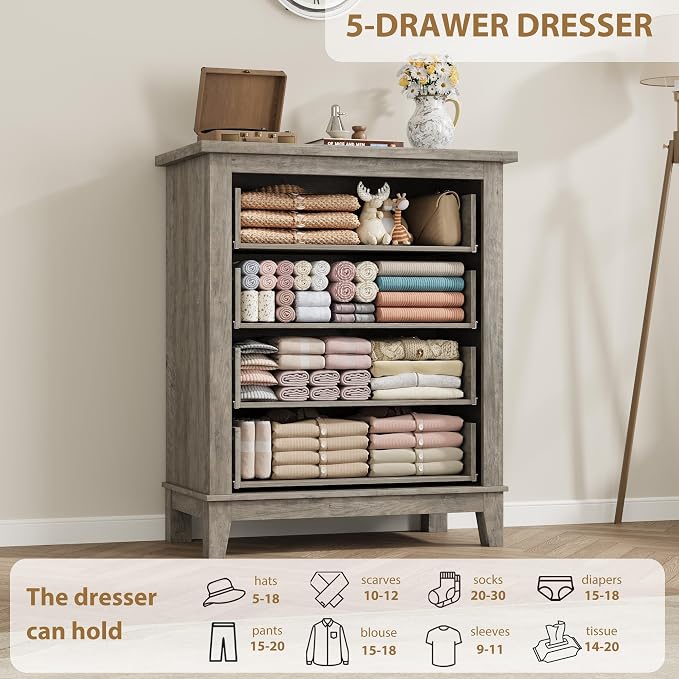 GarveeHome 4 Dresser for Bedroom, 34.8 in Tall Vertical Drawer Dresser - Image 6