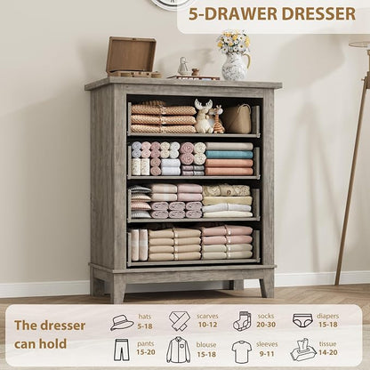 GarveeHome 4 Dresser for Bedroom, 34.8 in Tall Vertical Drawer Dresser - Image 6