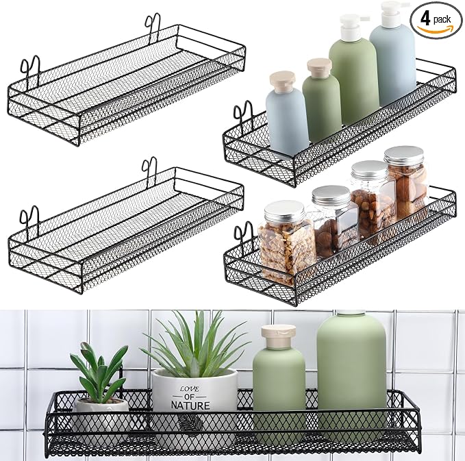 4 Pcs Black Metal Grid Wall Baskets by Sunnychicc