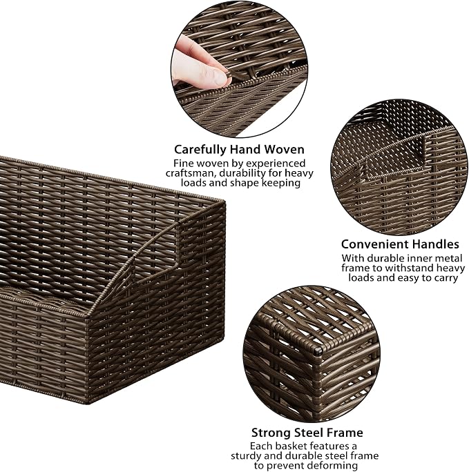 Ollieroo Rattan Storage Baskets, Handwoven Wicker Storage Bins - Image 3
