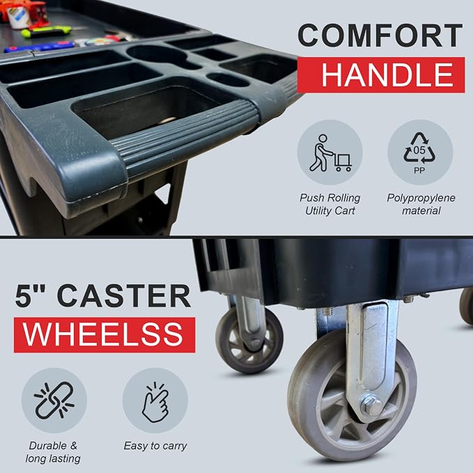 Heavy Duty Rolling Utility Service PP Cart - Image 2