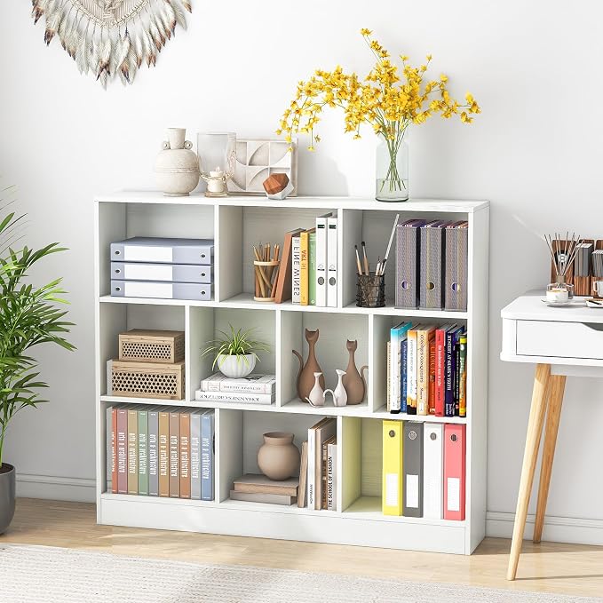 Giantex 10 Cube Bookcase, 4-Tier Freestanding Bookshelf w/ 10 Open Compartments - Image 5