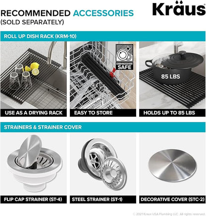 KRAUS Dex 17-inch Undermount 16 Gauge Stainless Steel Single Bowl ADA Kitchen - Image 10