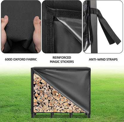 4FT Firewood Rack Outdoor with Cover, Heavy Duty Adjustable Firewood log - Image 2