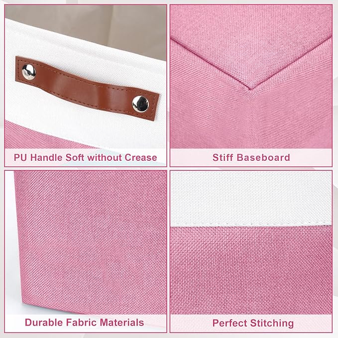 13x13 Cube Storage Bins, Collapsible Fabric Storage Box, 4 Pack Closet Baskets - Image 5