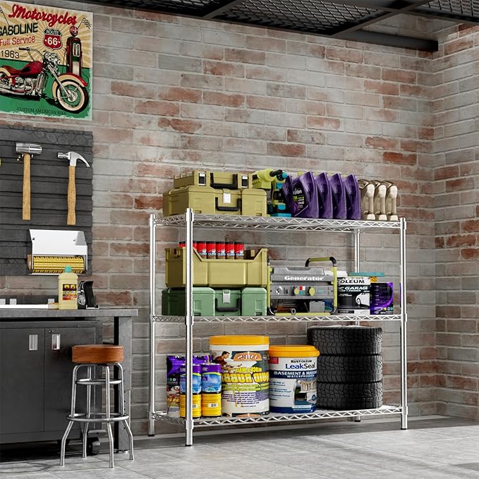 Storage Shelves Heavy Duty, 3-Tier Adjustable Metal Industrial Utility Shelf - Image 5