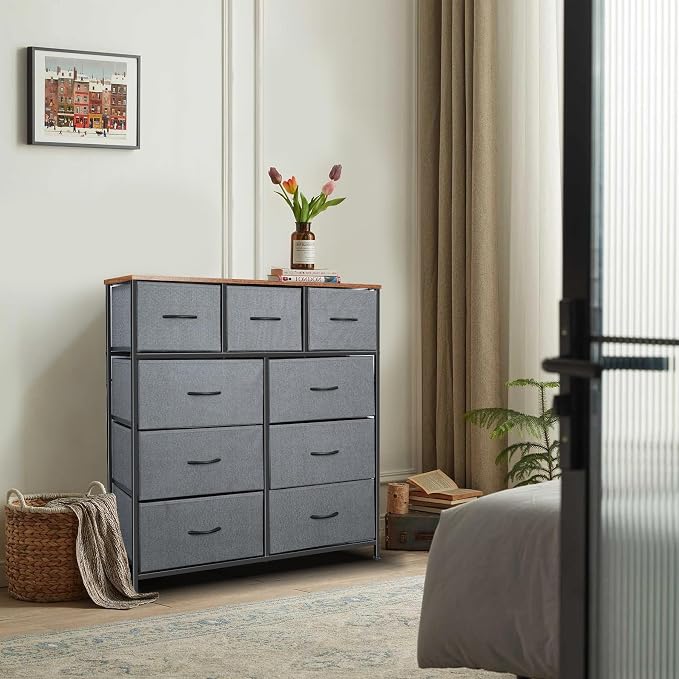 Dresser for Bedroom with 9 Drawers, Chest of Drawers, Storage Drawers Organizer - Image 5