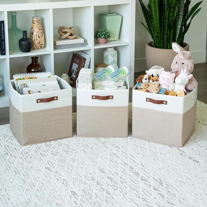 OrganiHaus 13" x 13" x 13" Cube Fabric Storage Bins Set of 4, Fabric Storage - Image 4