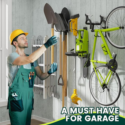 Garden Tool Organizer Rack, Wall Mount Garage Tool Organizer Storage Hook - Image 3