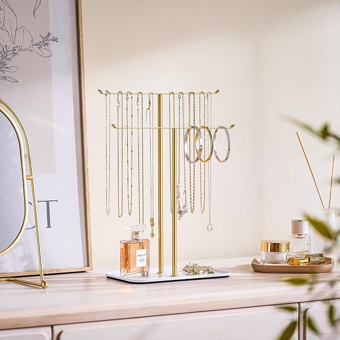 pickpiff Necklace Holder Jewelry Organizer Stand – 2‑Tier T‑Bar Jewelry Display - Image 2
