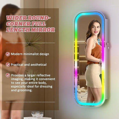 LVSOMT Round Mirror Jewelry Cabinet Door Hang, Jewelry Armoire - Image 4