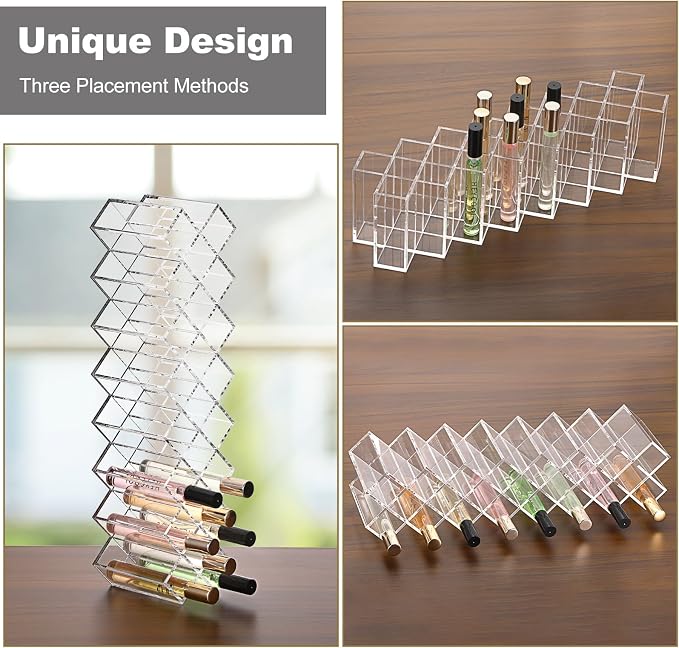 ELLDOO Rollerball Perfume Organizer, 23 Spaces Clear Acrylic Perfume Storage - Image 3