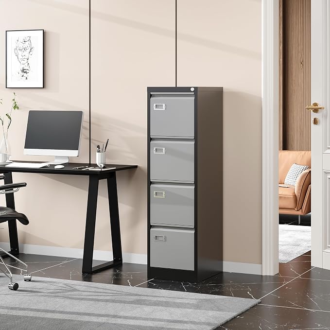 4 Drawer File Cabinet, Vertical Filing Cabinets - Image 2