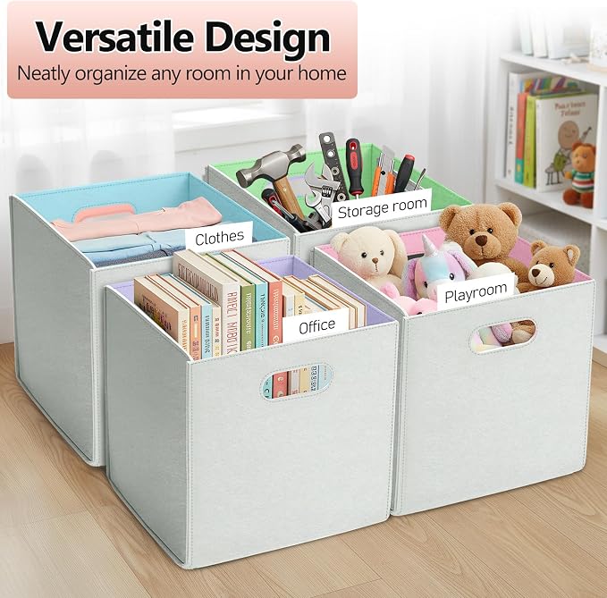 6 Pcs 11 Inch Colorful Felt Storage Cubes - Image 4