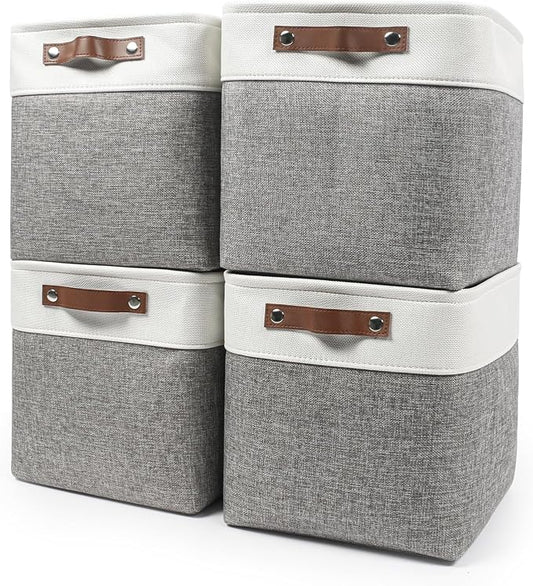 13x13 Cube Storage Bins, Collapsible Fabric Storage Box, 4 Pack Closet Baskets by Bagnizer