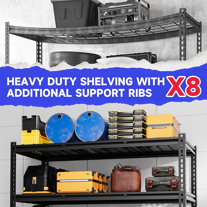 4-Tier 60" W X 24" D X 60" H Garage Shelves 2500LBS Heavy Duty Shelving - Image 4