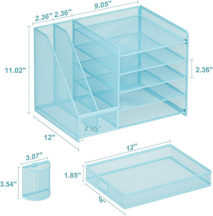 Marbrasse Desk Organizer with File Holder, 5-Tier Paper Letter Tray Organizer - Image 6