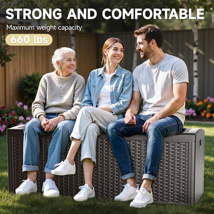 150 Gallon Deck Box, Double Layer Waterproof Resin Outdoor Indoor Storage Box - Image 6