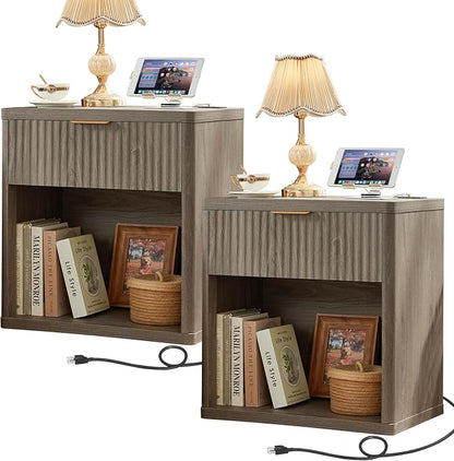 LEYAOYAO Fluted Farmhouse Nightstand Set of 2 by LEYAOYAO-Findtheshiningpointofyourideallife%EF%BC%81