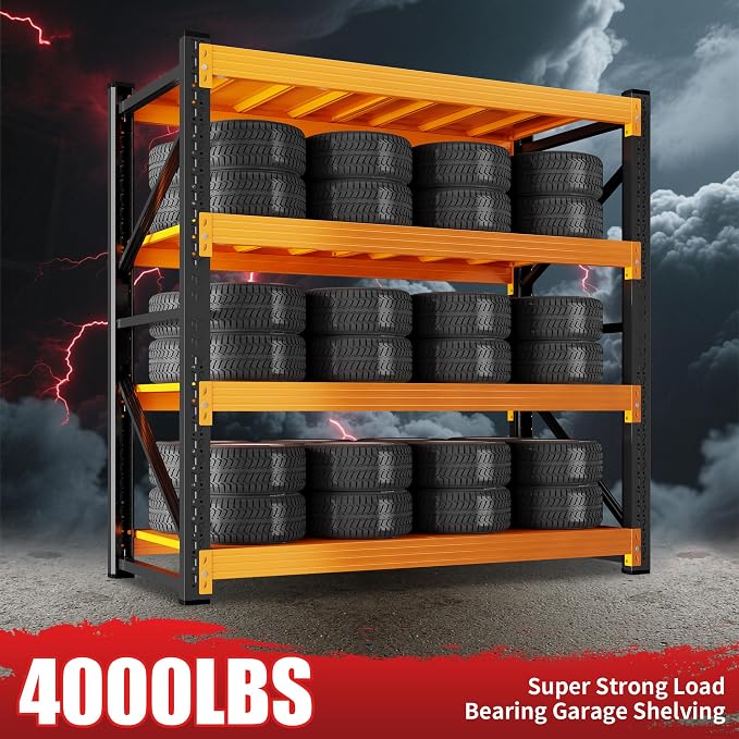 4000LBS Garage Shelving 48" W Garage Shelving Heavy Duty 4-Tier Metal Storage - Image 4
