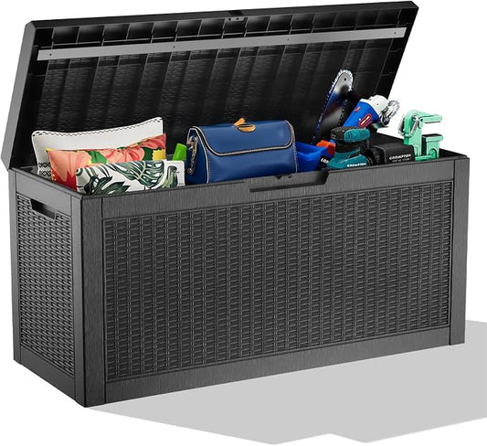 60 GallonOutdoor Storage Box, Resin Deck Boxes Waterproof, IndoorOutdoor Bin by GGYI