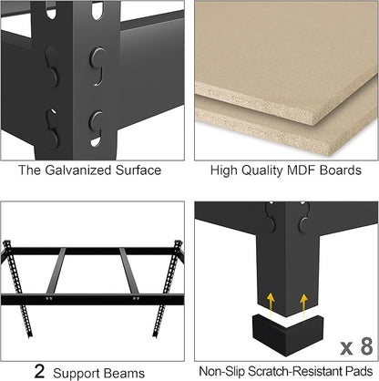 PrimeZone 3 Pack Storage Shelves 48" x 24" x 72", 5 Tier Adjustable Garage - Image 4