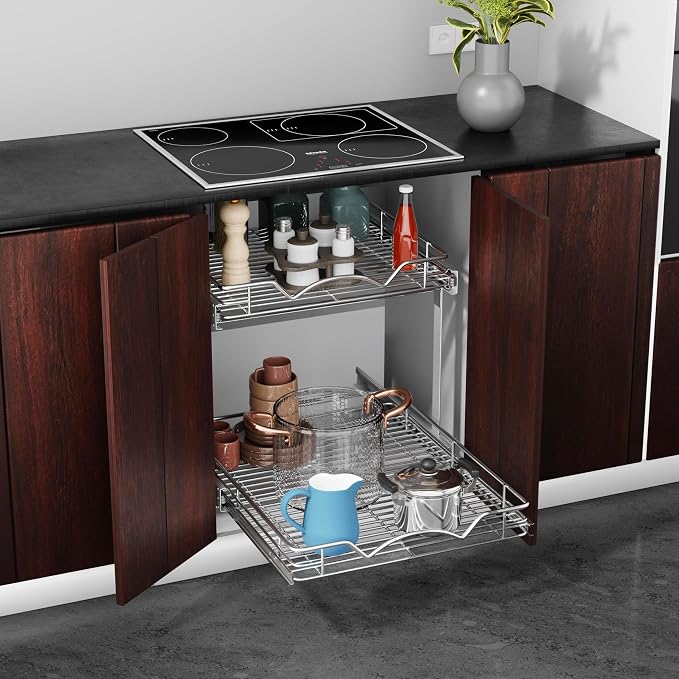 HOLDN’ STORAGE Two Tier Pull Out Cabinet Organizer, Individual Sliding Drawers - Image 6