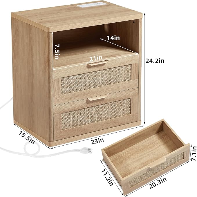LEYAOYAO Rattan Night Stand - Image 2
