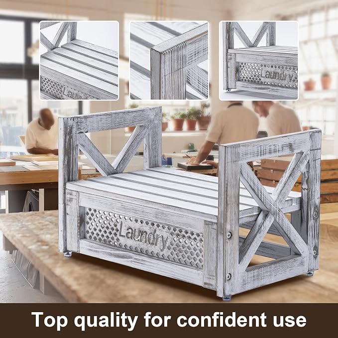 Besuerte Farmhouse Laundry Detergent Holder – Wooden Laundry Soap Organizer and - Image 5