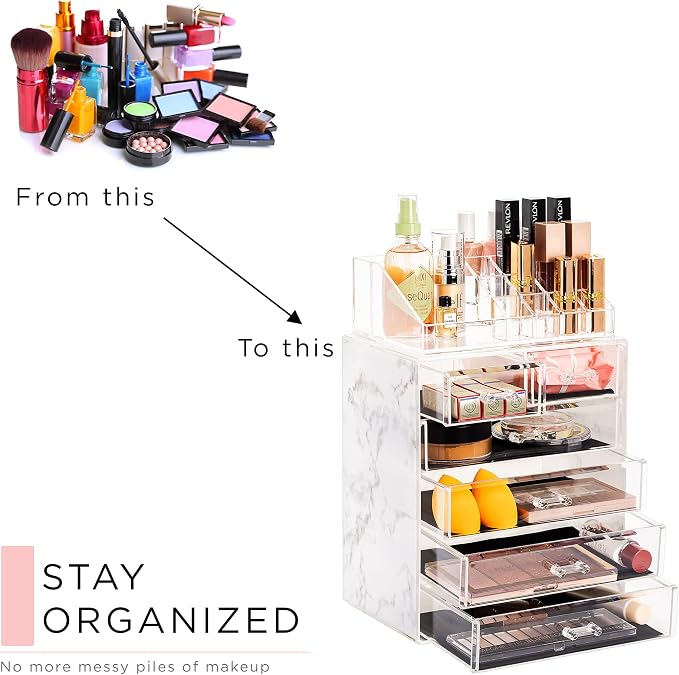 Sorbus Acrylic Makeup Organizer Set, 6-Drawer Vanity & Countertop Cosmetic - Image 7