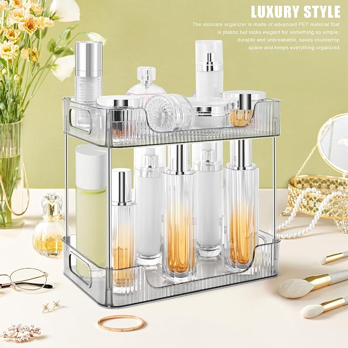 2-Tier Bathroom Counter Organizer Countertop Storage, Dresser Organizer Vanity - Image 5