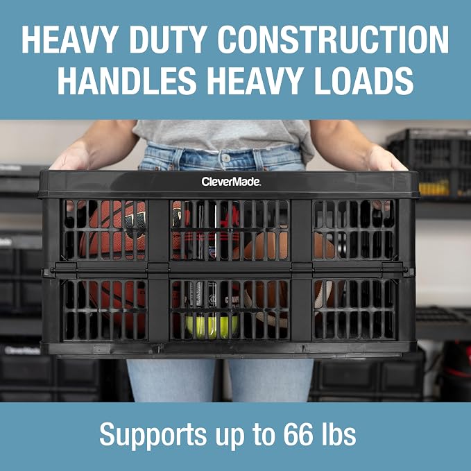 CleverMade Collapsible Utility Crates-Obsidian 3pck 45L / 11 Gal holds 66 lbs - Image 3