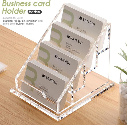 YUXUN Business Card Holder for Desk Clear Acrylic Business Cards Display Stand - Image 2