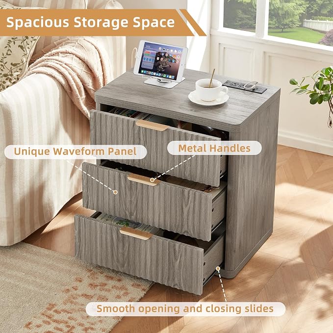 LEYAOYAO 23" Wide Fluted Night Stand - Image 6