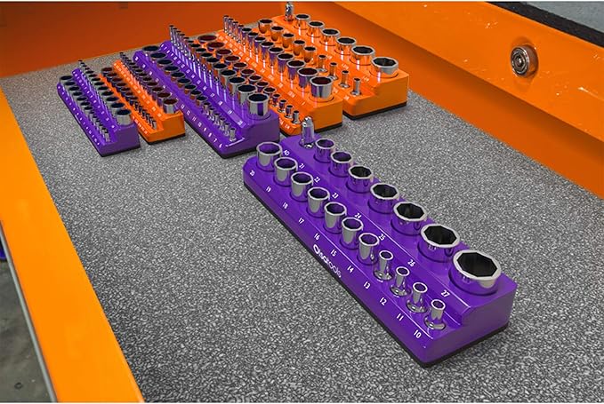 Olsa Tools Magnetic Socket Organizer | 1/2-inch Drive | SAE | Orange | Holds 16 - Image 5
