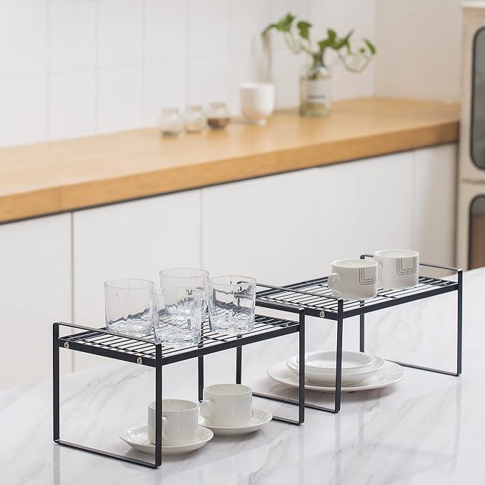 2Pack Kitchen Cabinet Shelf Counter Organizer Rack Pantry Storage Bathroom - Image 2
