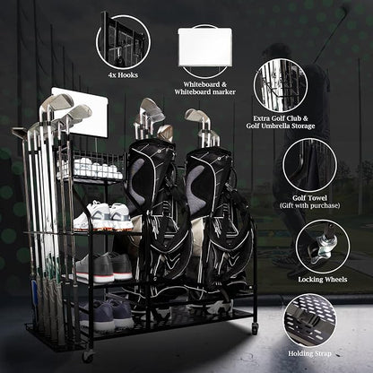 Heavy-Duty Golf Storage Rack for Garage – Holds 2 Golf Bags – Freestanding - Image 5