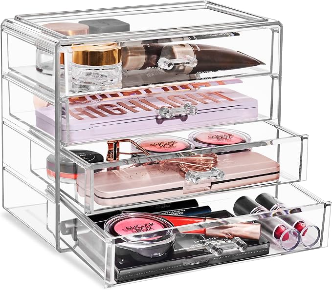 Sorbus Acrylic Makeup Organizer Set, 4-Drawer Vanity & Countertop Cosmetic by Sorbus