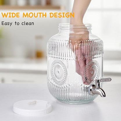 Amzcku 1 Gallon Glass Beverage Dispenser, 18/8 Stainless Steel Spigot and Lid - Image 4