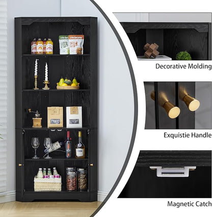 Mid-Century Modern 70" H Tall Coner Storage Cabinet - Image 5