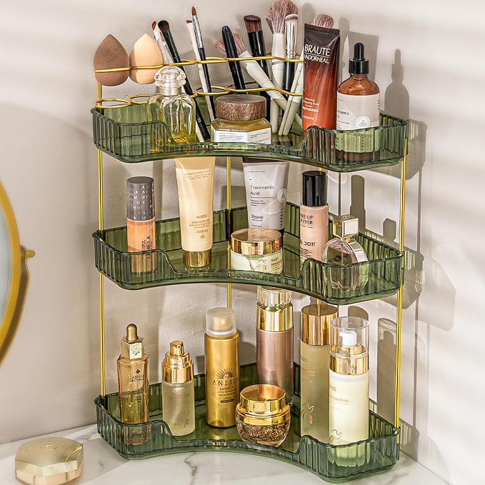Upgraded 3-Tier Corner Bathroom Countertop Organizer – Spacious Storage by SHUANGQING