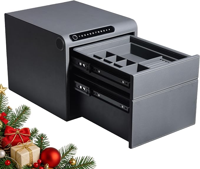 Jewelry Safe with Drawers，Biometric Fingerprint safe, Slide-Away Handgun Safe by SecureYourWorld