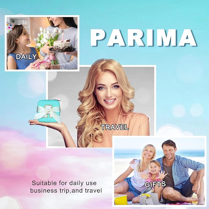 Parima Travel Jewelry Case for Women Girls, H Initial Jewelry Boxes | Small - Image 8