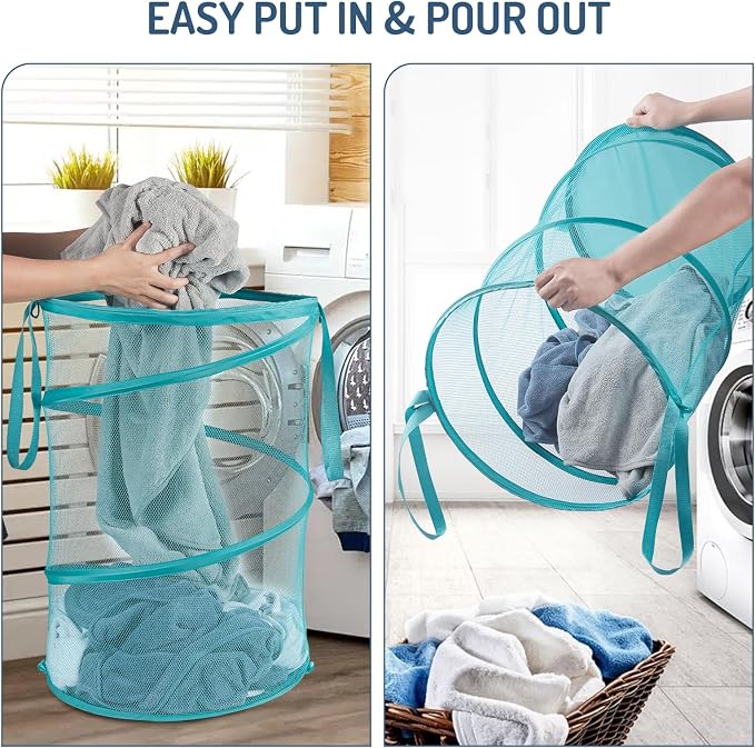 Mesh Popup Laundry Hamper 115L Collapsible Laundry Basket No Lid Extra Large - Image 5