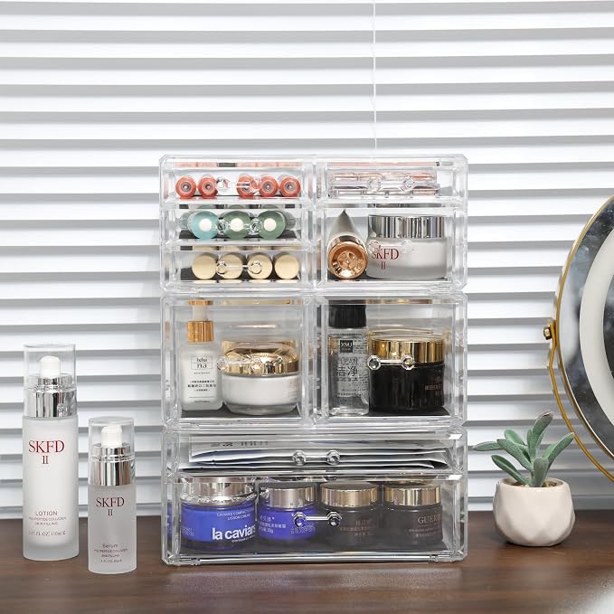 Cq acrylic Clear Stackable Storage Drawers, Plastic Makeup Organizer and - Image 8