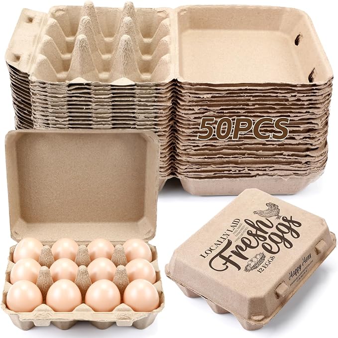 Zhanmai 50 Pcs Natural Paper Pulp Egg Cartons Blank Bulk 12 Count Dozen Vintage by Zhanmai