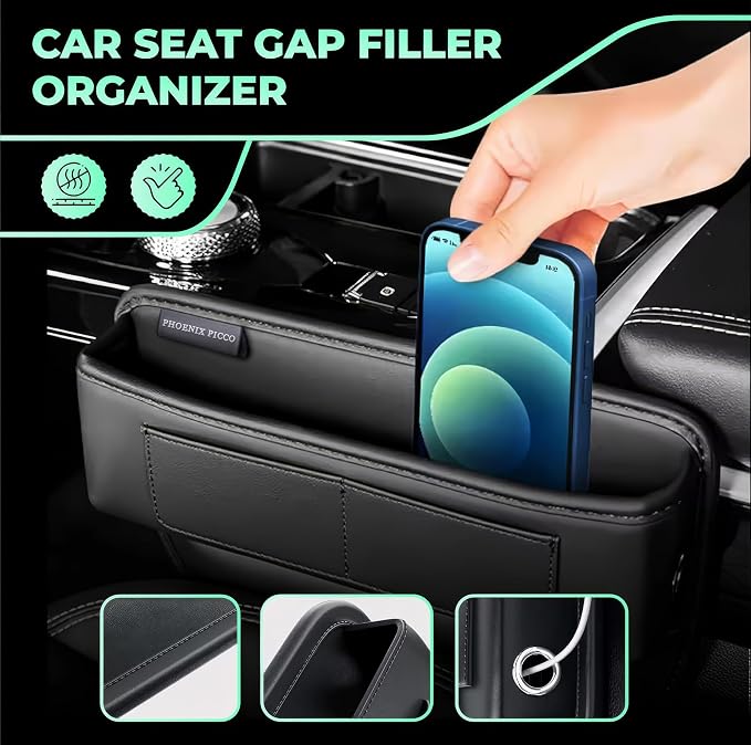 Universal Leather Car Seat Gap Filler Organizer – Side Pocket Storage Box - Image 2