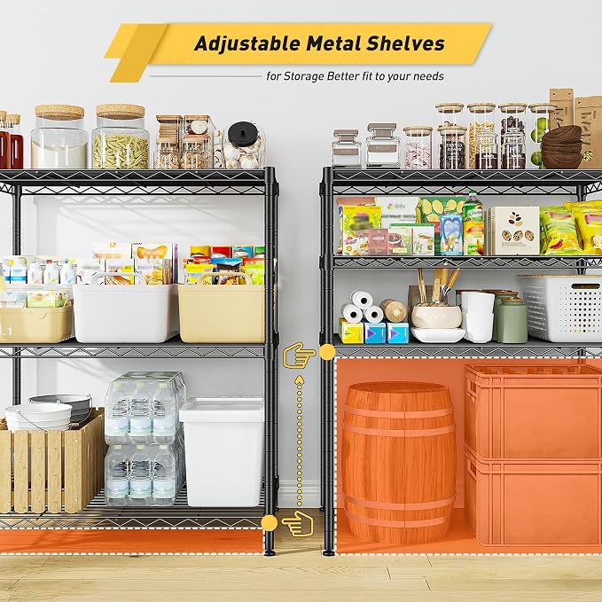 450LBS Storage Shelves 3 Tier Metal Shelving Unit Adjustable Wire Shelving - Image 4