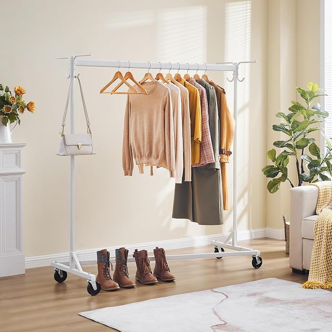 Hoctieon Z Clothes Rack with Cover, Metal Heavy Duty Clothing Rack, Rolling - Image 2