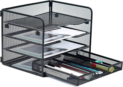 SETTFRFE 4 Tier Mesh Paper Letter Tray, Desk File Organizer by SETTFRFE
